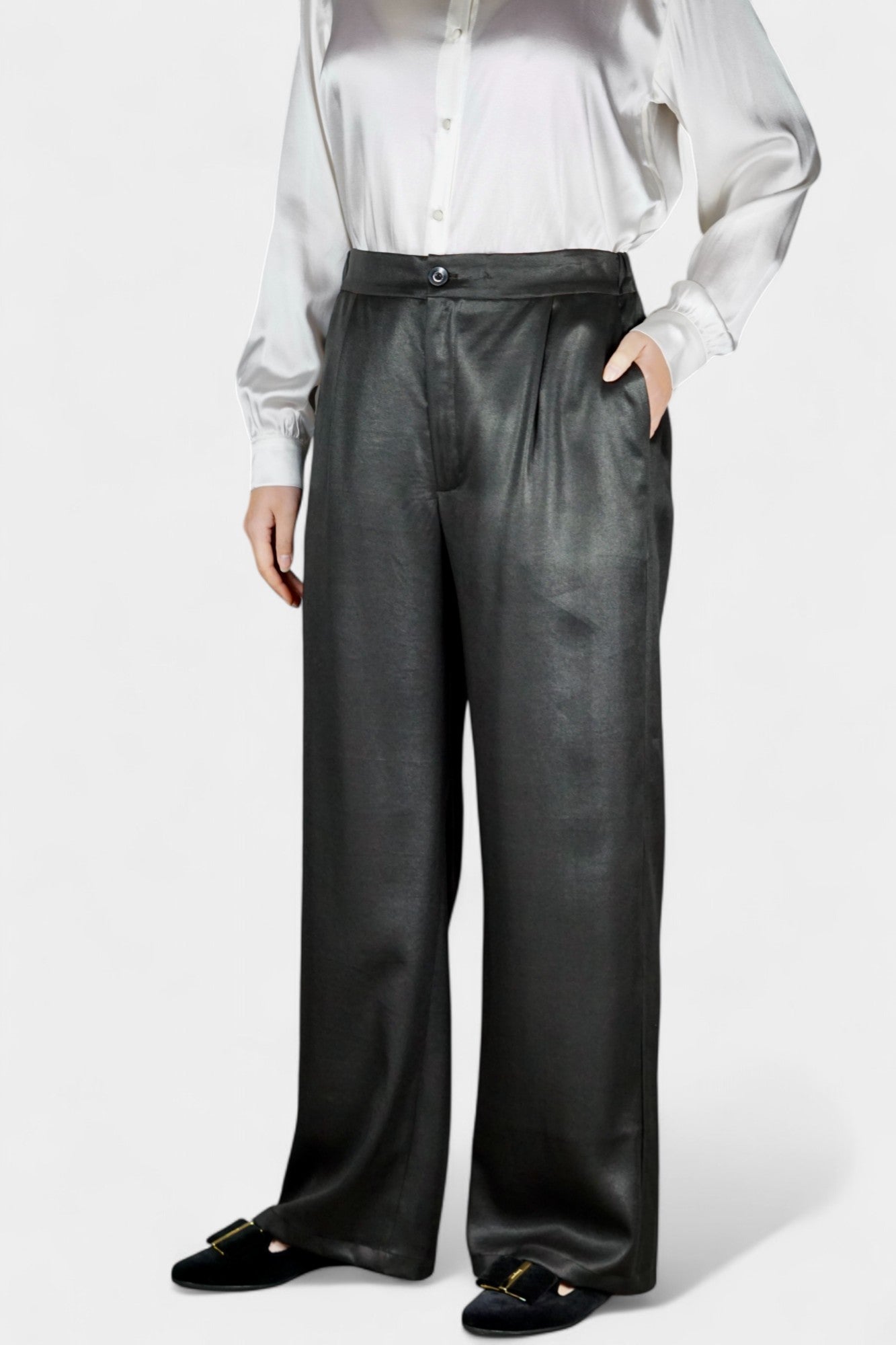 Handcrafted Premium Black Heavy Mulberry Silk Pants