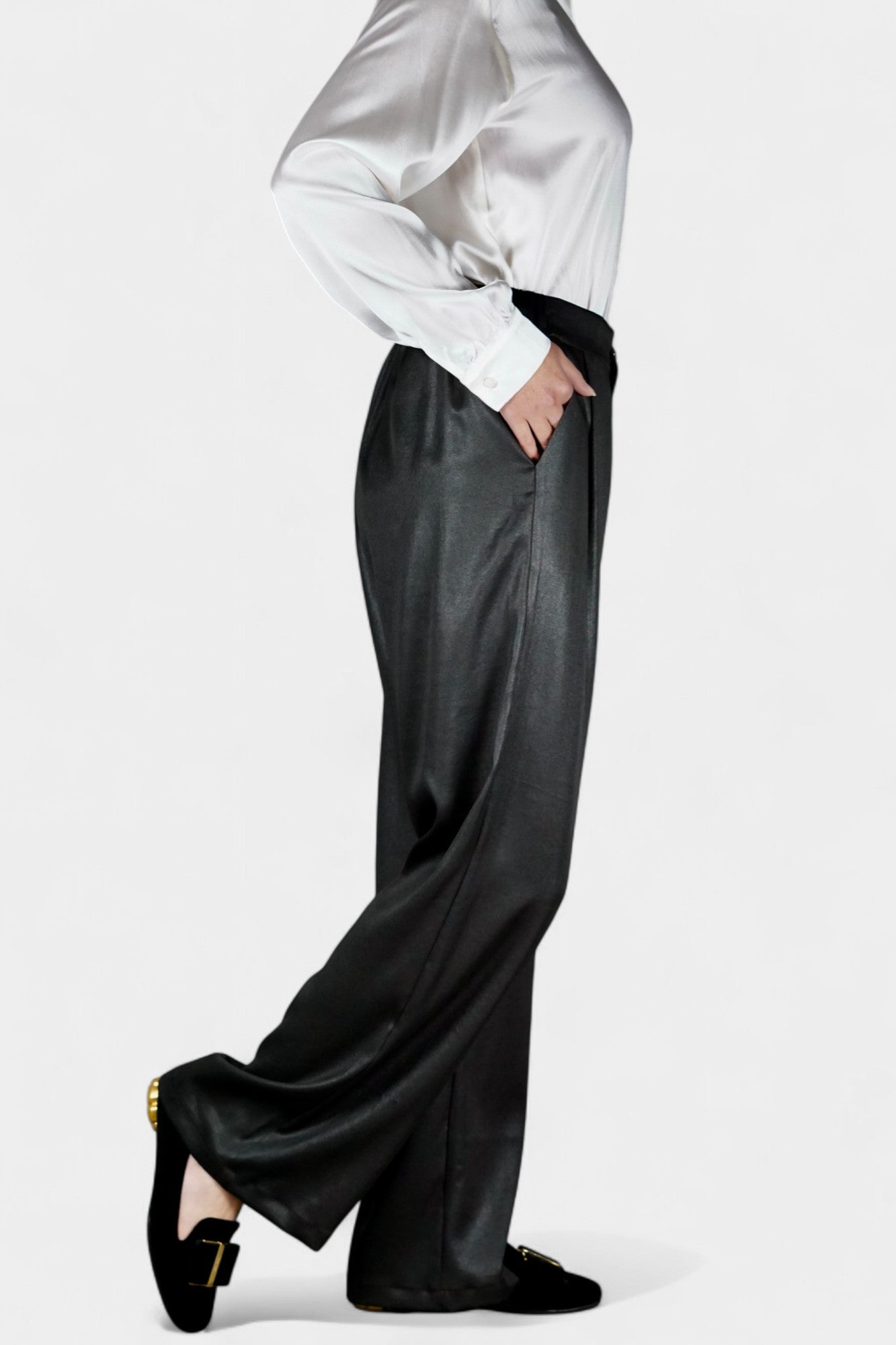 Handcrafted Premium Black Heavy Mulberry Silk Pants