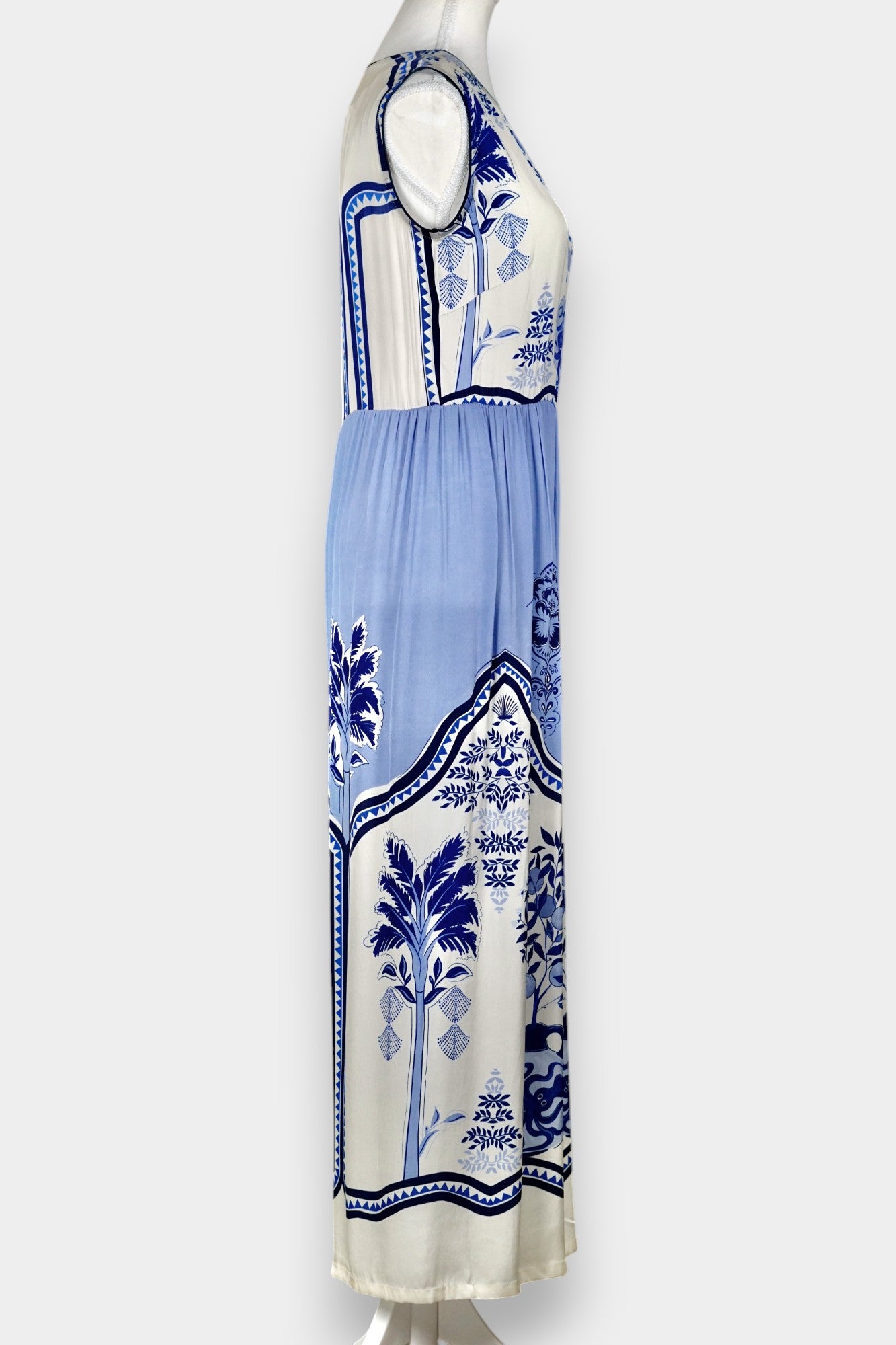 Mulberry Silk Maxi Dress | Blue & White Porcelain Print