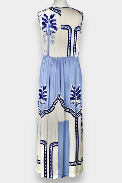 Mulberry Silk Maxi Dress | Blue & White Porcelain Print