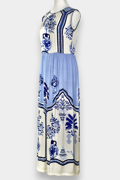 Mulberry Silk Maxi Dress | Blue & White Porcelain Print