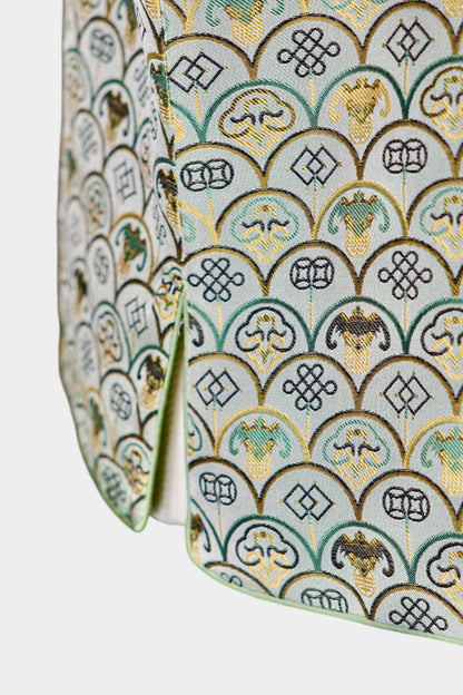 Handmade Song Dynasty Brocade Silk Vest | Geometric Floral Pattern