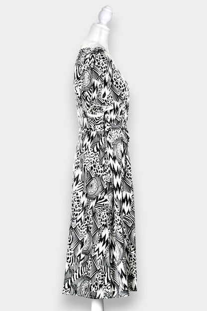 Mulberry Silk Dress | Black & White Abstract Print