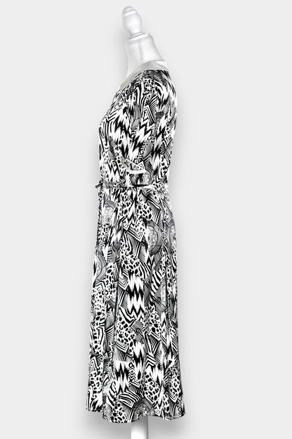 Mulberry Silk Dress | Black & White Abstract Print