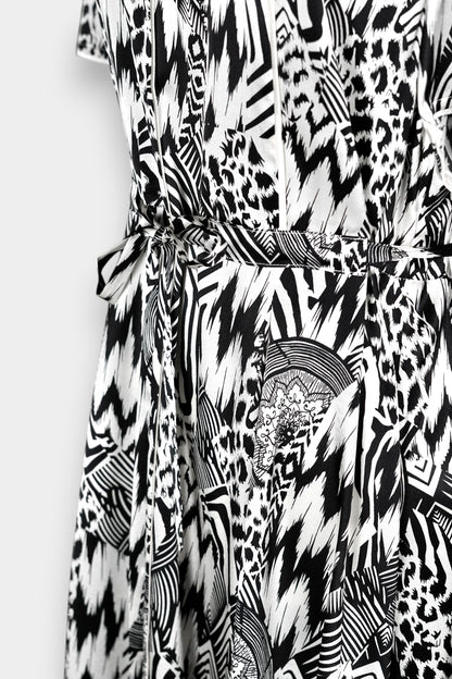 Mulberry Silk Dress | Black & White Abstract Print
