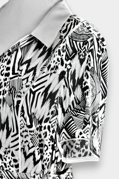Mulberry Silk Dress | Black & White Abstract Print