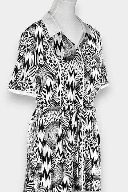 Mulberry Silk Dress | Black & White Abstract Print