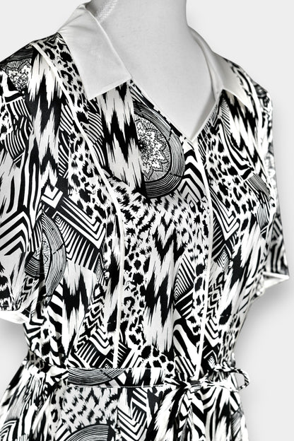 Mulberry Silk Dress | Black & White Abstract Print