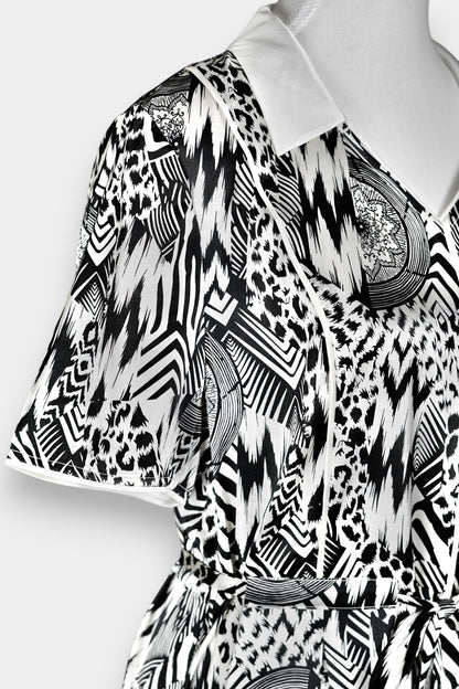 Mulberry Silk Dress | Black & White Abstract Print