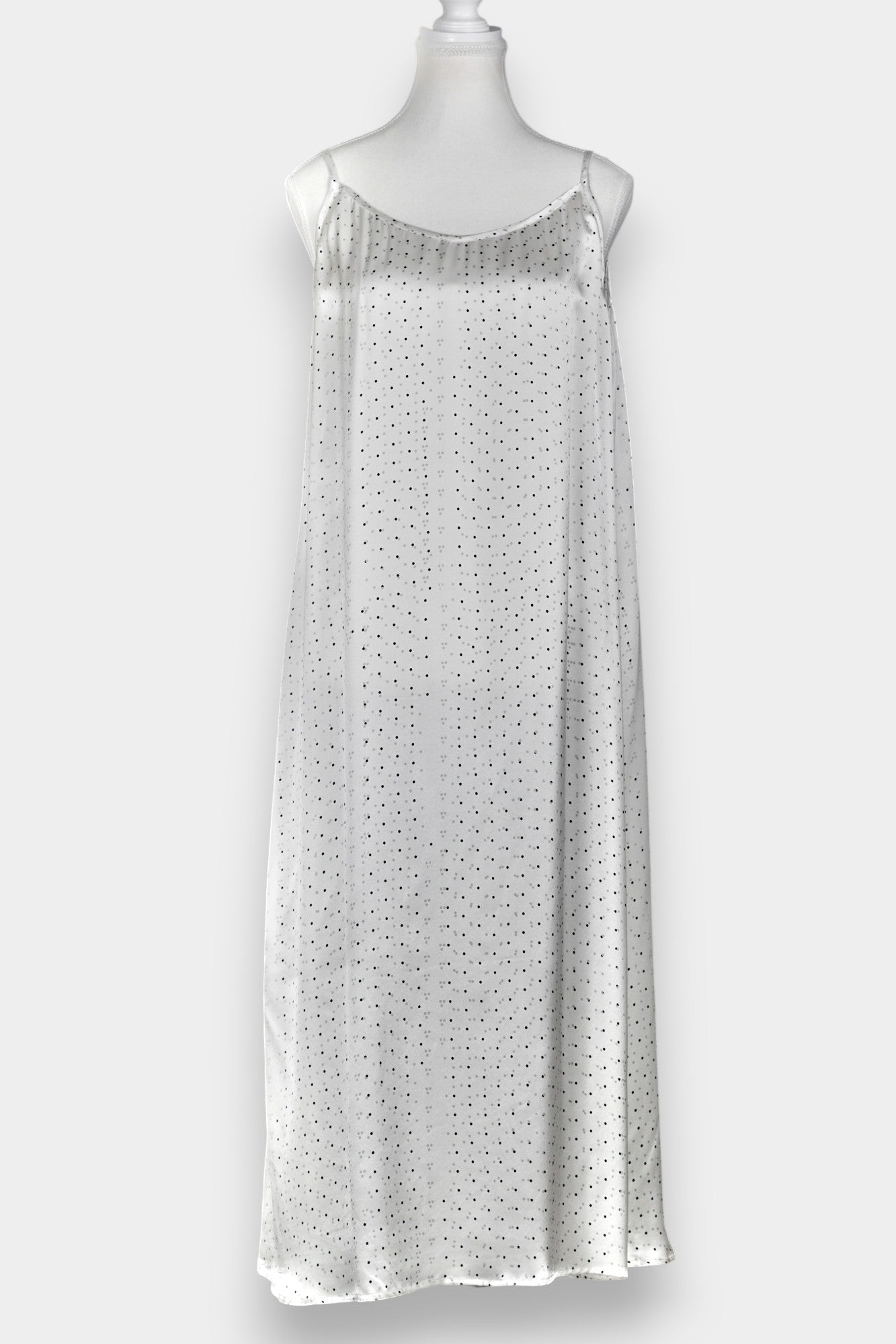 Mulberry Silk Camisole Dress | White Dot Pattern