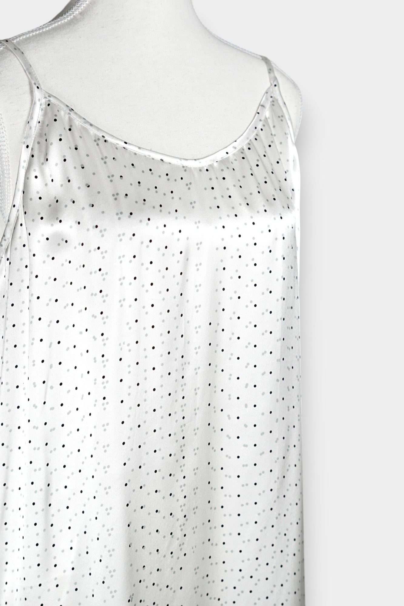 Mulberry Silk Camisole Dress | White Dot Pattern