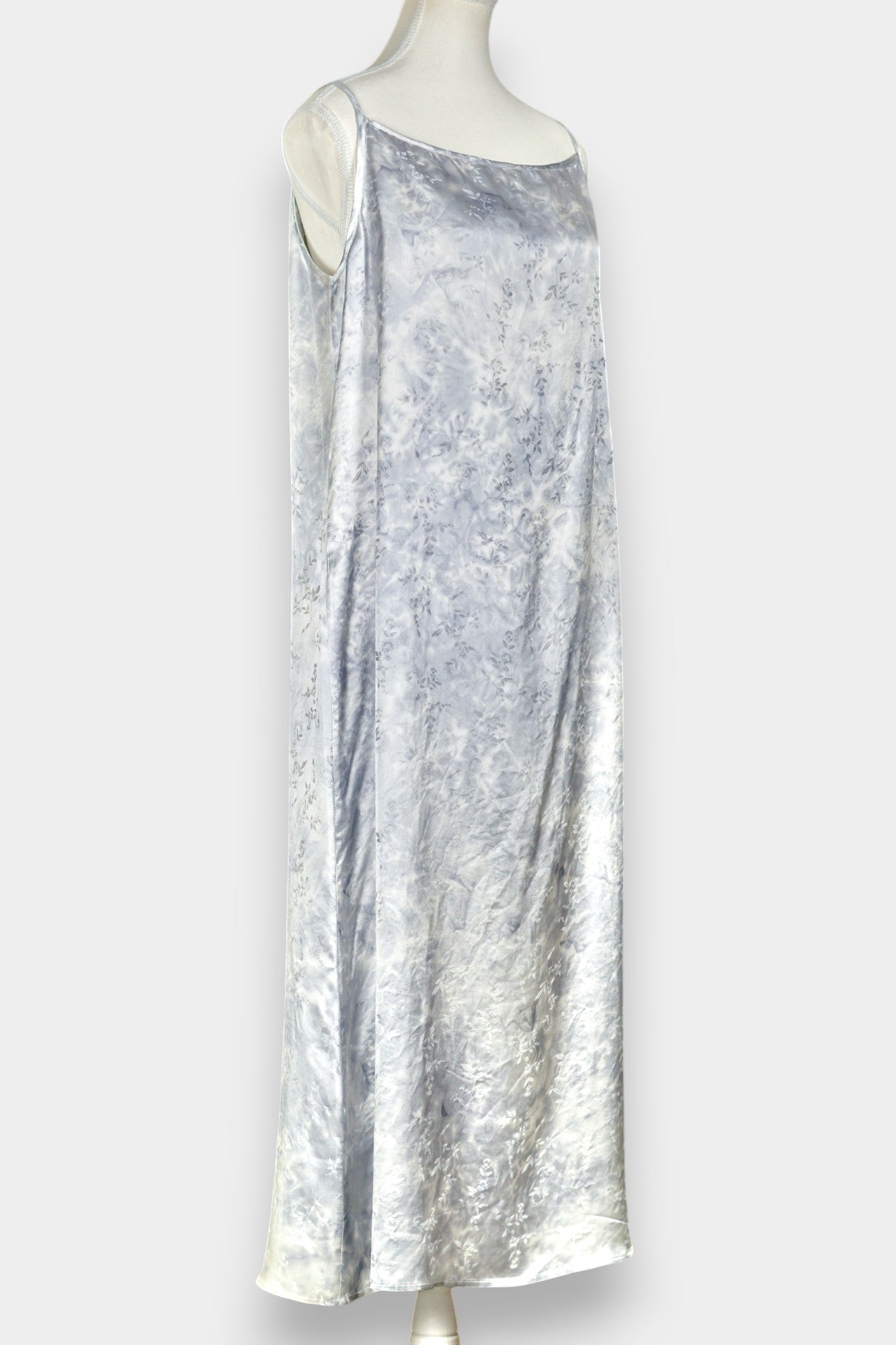 Mulberry Silk Slip Dress | Grey Tie-Dye Pattern