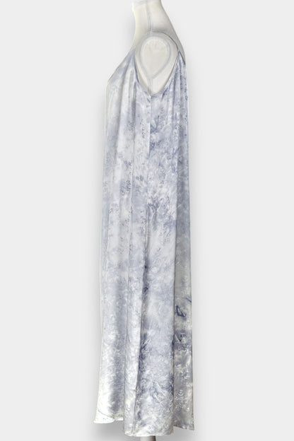 Mulberry Silk Slip Dress | Grey Tie-Dye Pattern