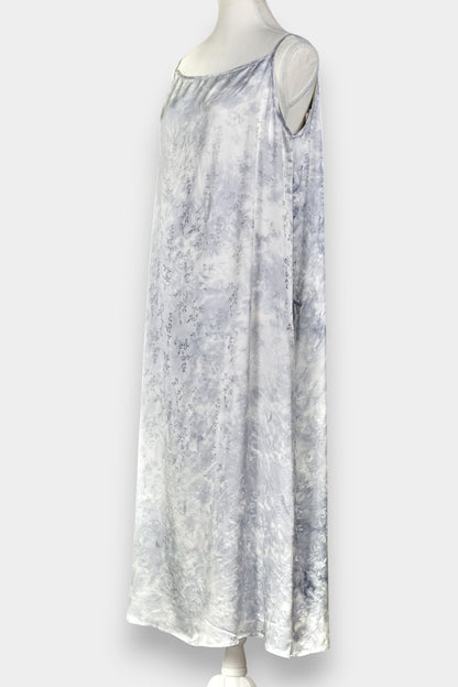 Mulberry Silk Slip Dress | Grey Tie-Dye Pattern