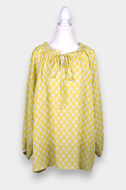 Mulberry Silk Yellow Drawstring Blouse