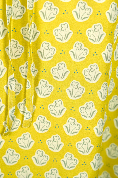 Mulberry Silk Yellow Drawstring Blouse