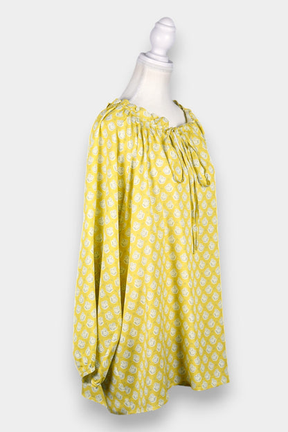 Mulberry Silk Yellow Drawstring Blouse