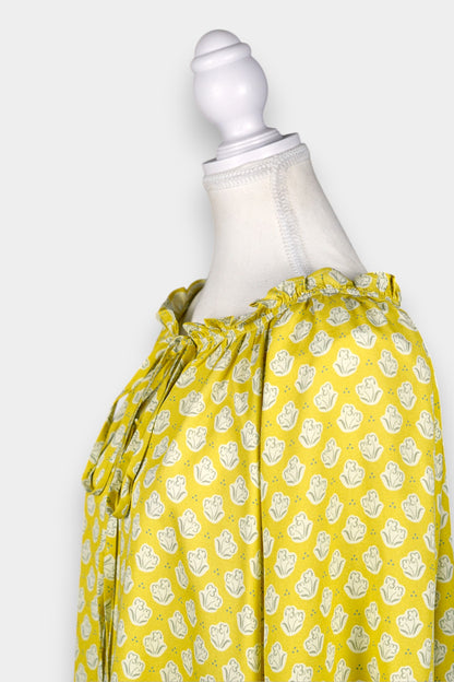 Mulberry Silk Yellow Drawstring Blouse