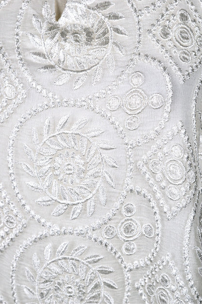 Mulberry Silk Embroidered Mandarin Collar Top