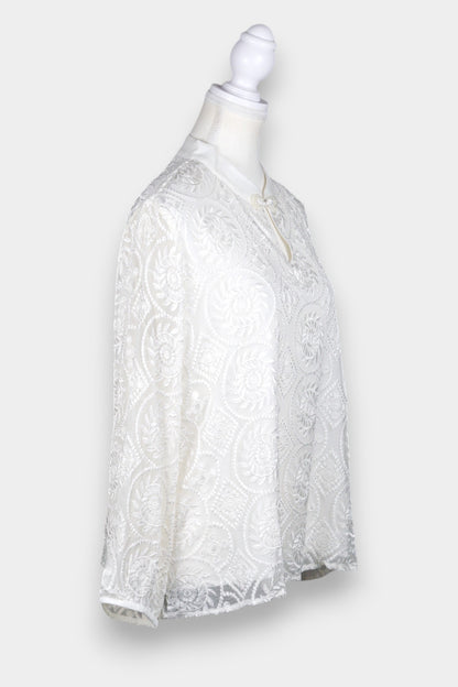 Mulberry Silk Embroidered Mandarin Collar Top
