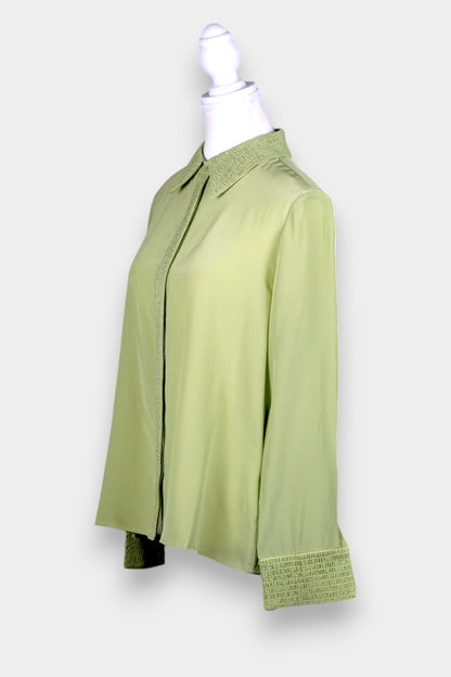 Mulberry Silk Textured Panel Blouse