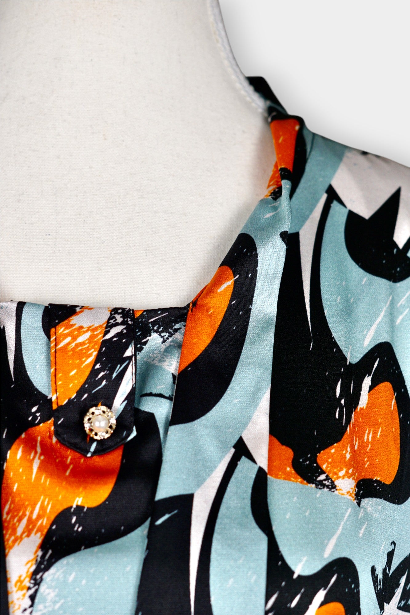 Mulberry Silk Blouse | Blue with Abstract Floral Print