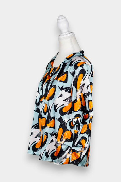 Mulberry Silk Bow-Neck Short Sleeve Top