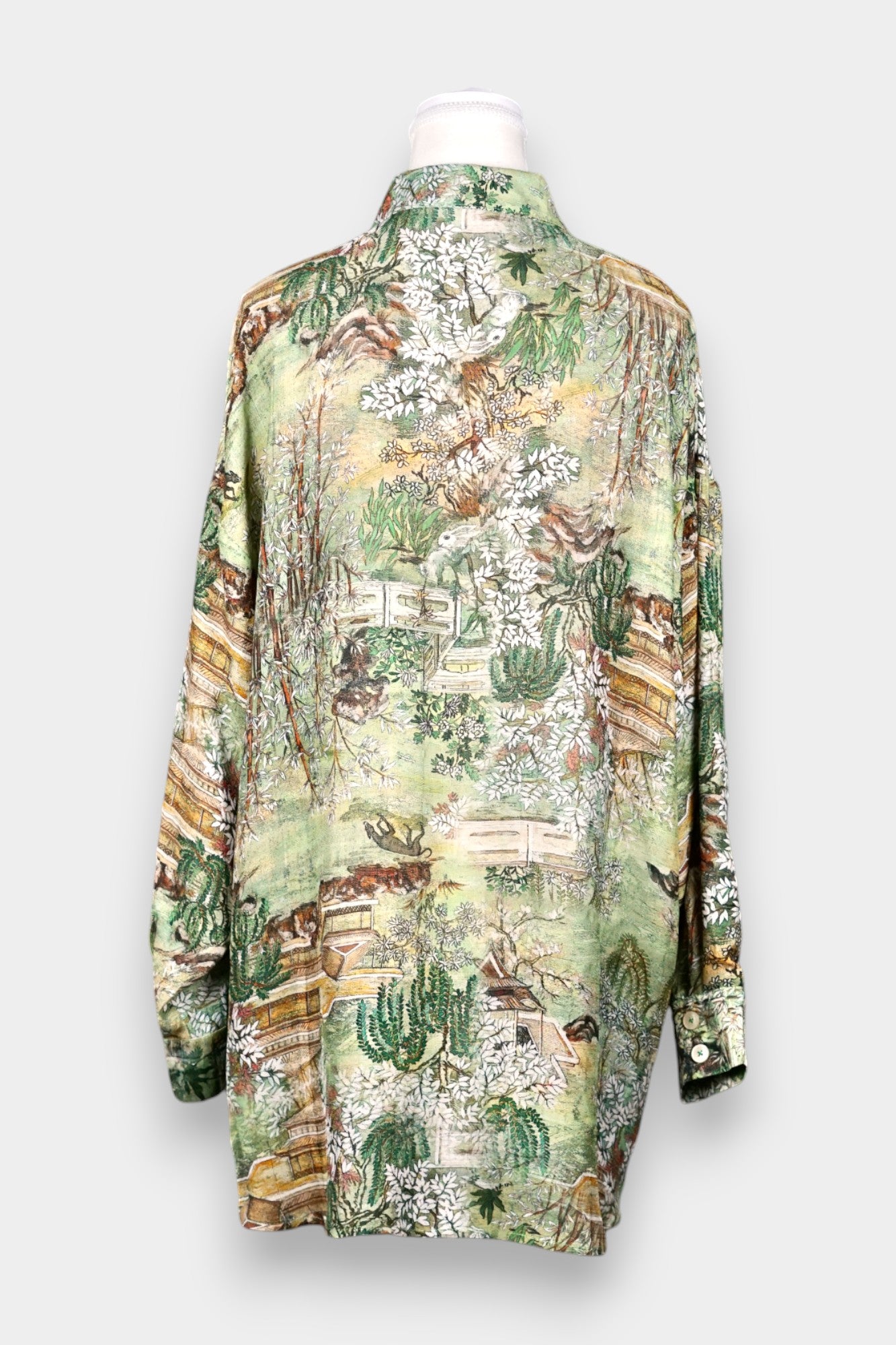 Printed Tussah Silk Oversized Shirt | Garden Motif
