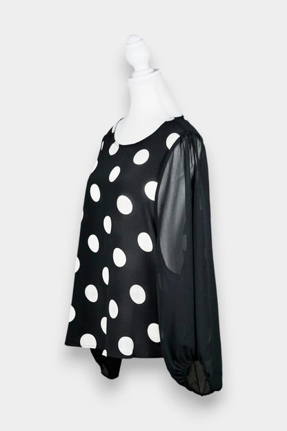 Mulberry Silk Polka Dot Long Sleeve Blouse