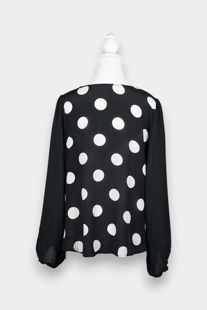 Mulberry Silk Polka Dot Long Sleeve Blouse