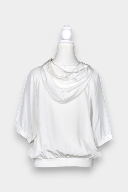 Mulberry Silk Hooded Short Sleeve Top