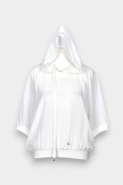 Mulberry Silk Hooded Short Sleeve Top