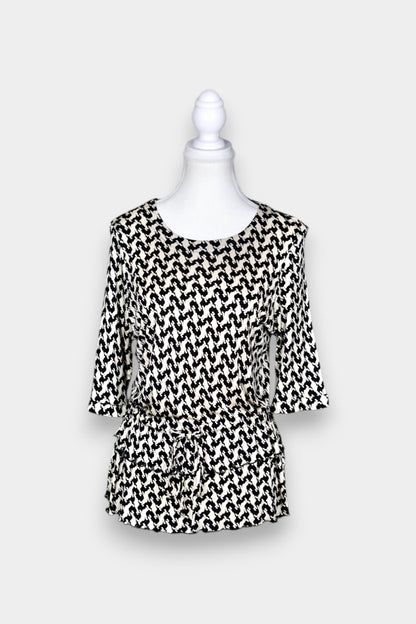 Mulberry Silk Abstract Print Drawstring Top