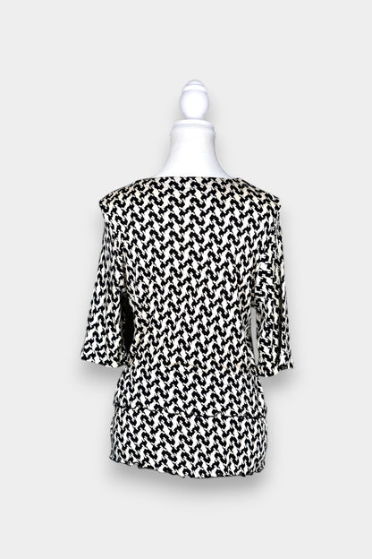 Mulberry Silk Abstract Print Drawstring Top