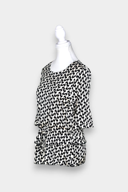 Mulberry Silk Abstract Print Drawstring Top