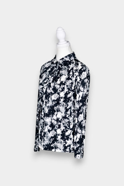 Mulberry Silk Abstract Print Button-Front Shirt