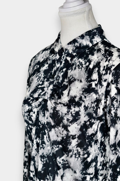 Mulberry Silk Abstract Print Button-Front Shirt