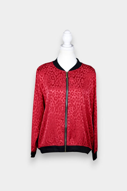 Mulberry Silk Jacquard Zip-Front Jacket