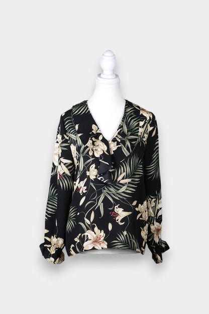 Mulberry Silk Floral V-Neck Blouse