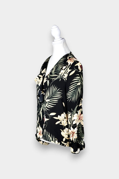 Mulberry Silk Floral V-Neck Blouse