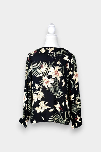 Mulberry Silk Floral V-Neck Blouse