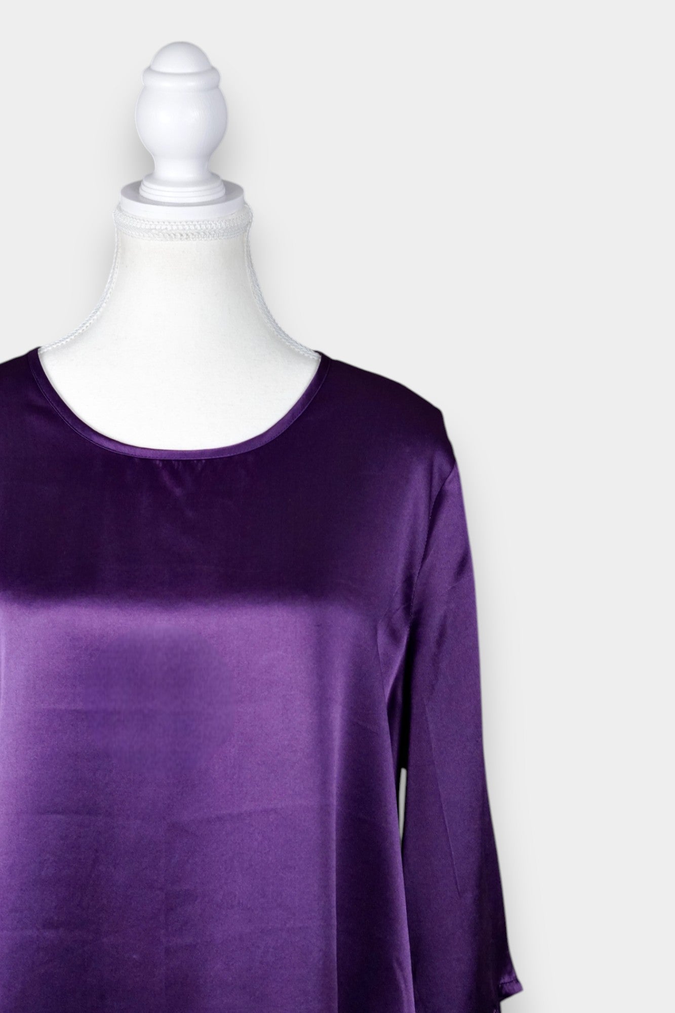 Pure Silk Satin Blouse in Royal Purple