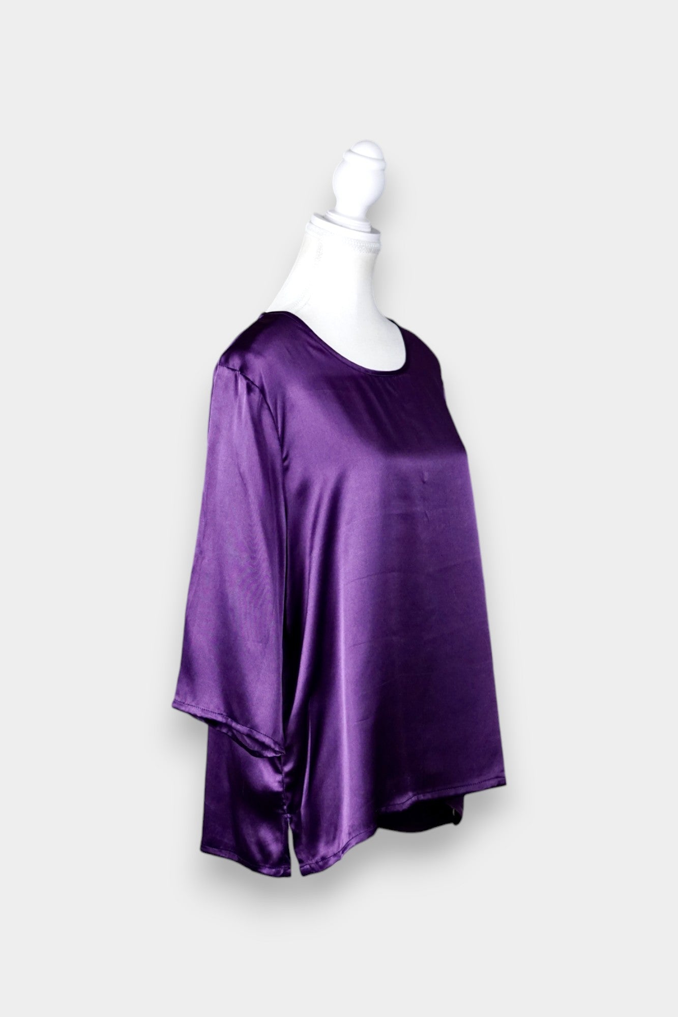 Pure Silk Satin Blouse in Royal Purple