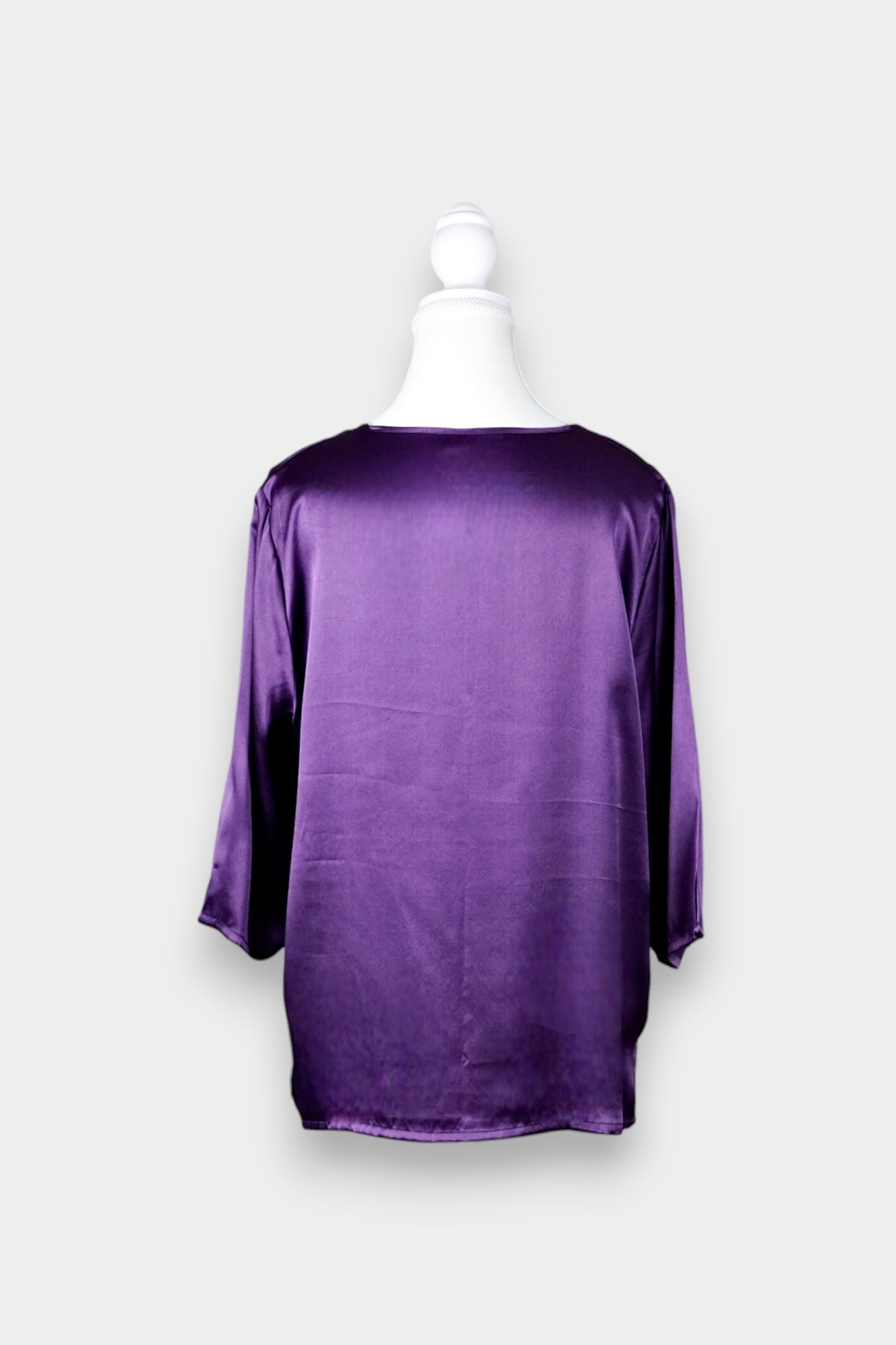 Pure Silk Satin Blouse in Royal Purple