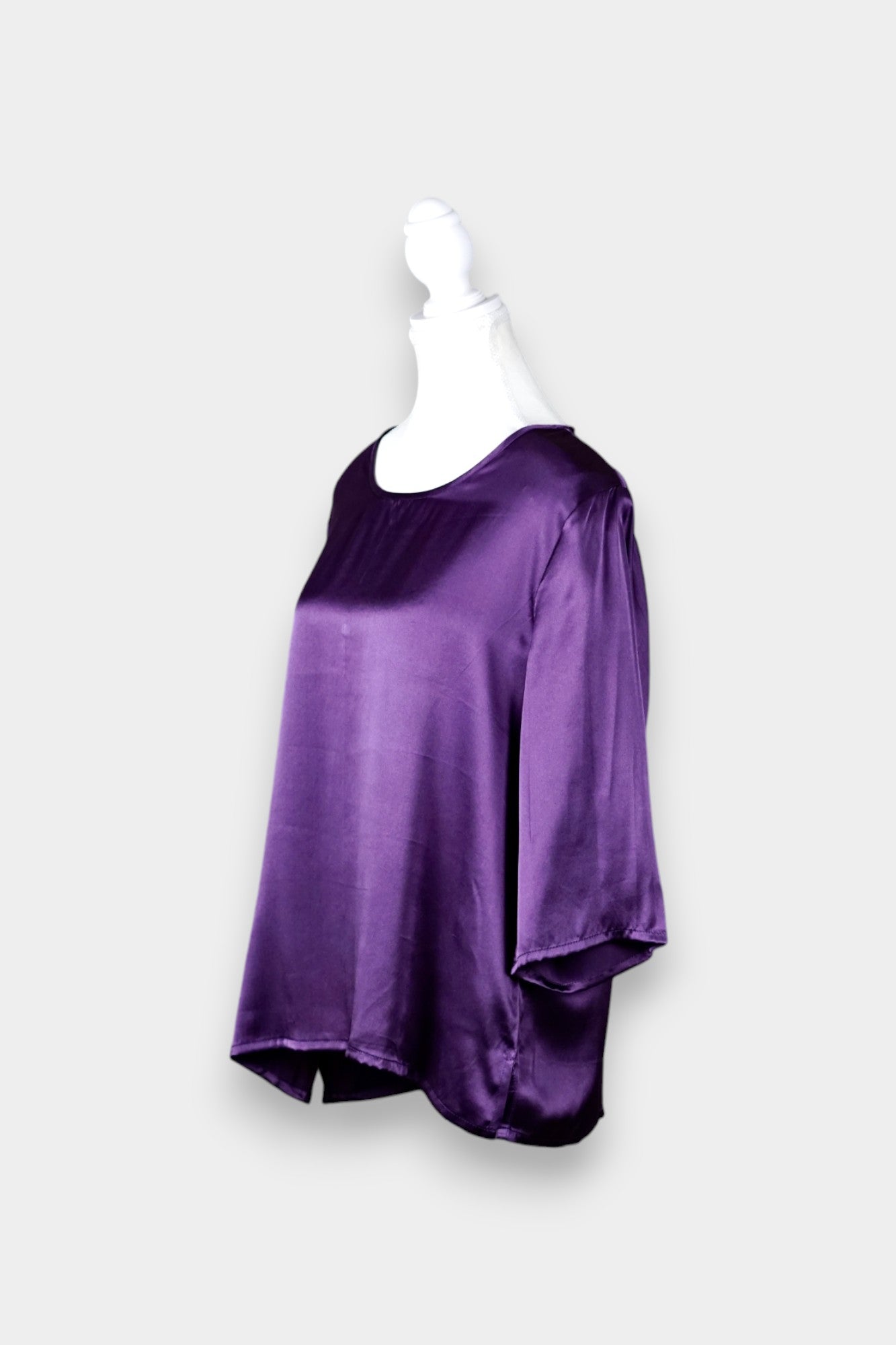Pure Silk Satin Blouse in Royal Purple