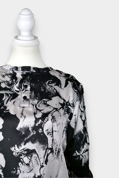 Mulberry Silk Abstract Print Short Sleeve Blouse