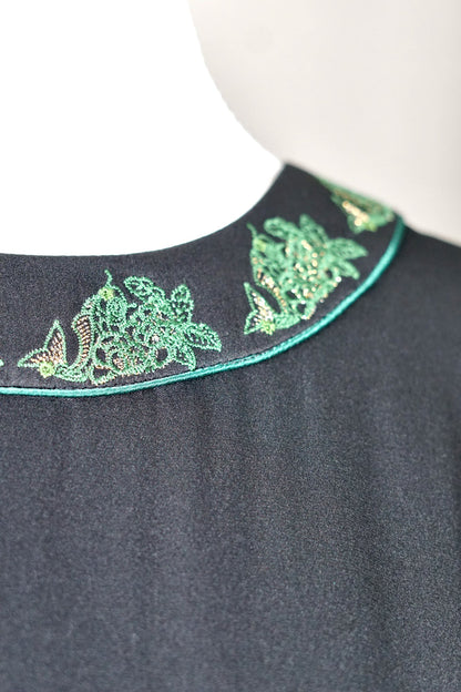 Mulberry Silk Embroidered Waist-Tie Midi Dress