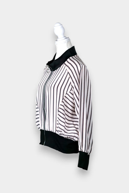 Mulberry Silk Striped Zip-Front Jacket