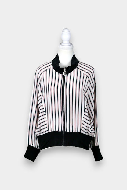 Mulberry Silk Striped Zip-Front Jacket