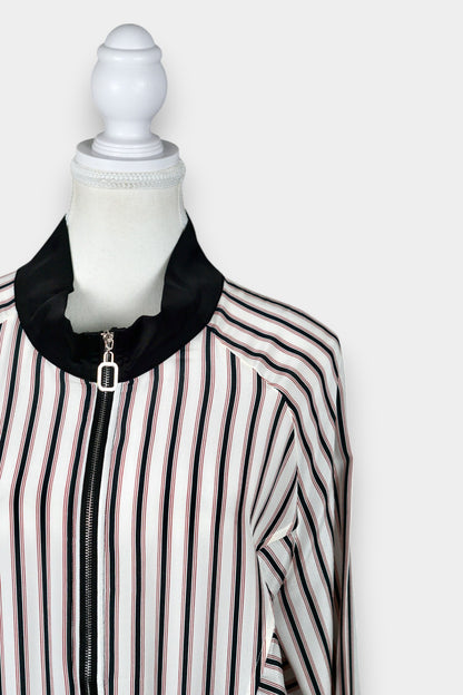 Mulberry Silk Striped Zip-Front Jacket
